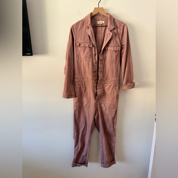 Madewell Dusty Pink Long-Sleeve Utility Jumpsuit Small - Picture 4 of 8